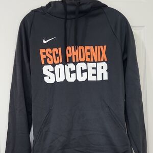 Nike Dark Gray Hoodie with Orange and White Print